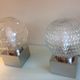 Pair of globe bedside lamps in glass and chrome/vintage metal 70-80