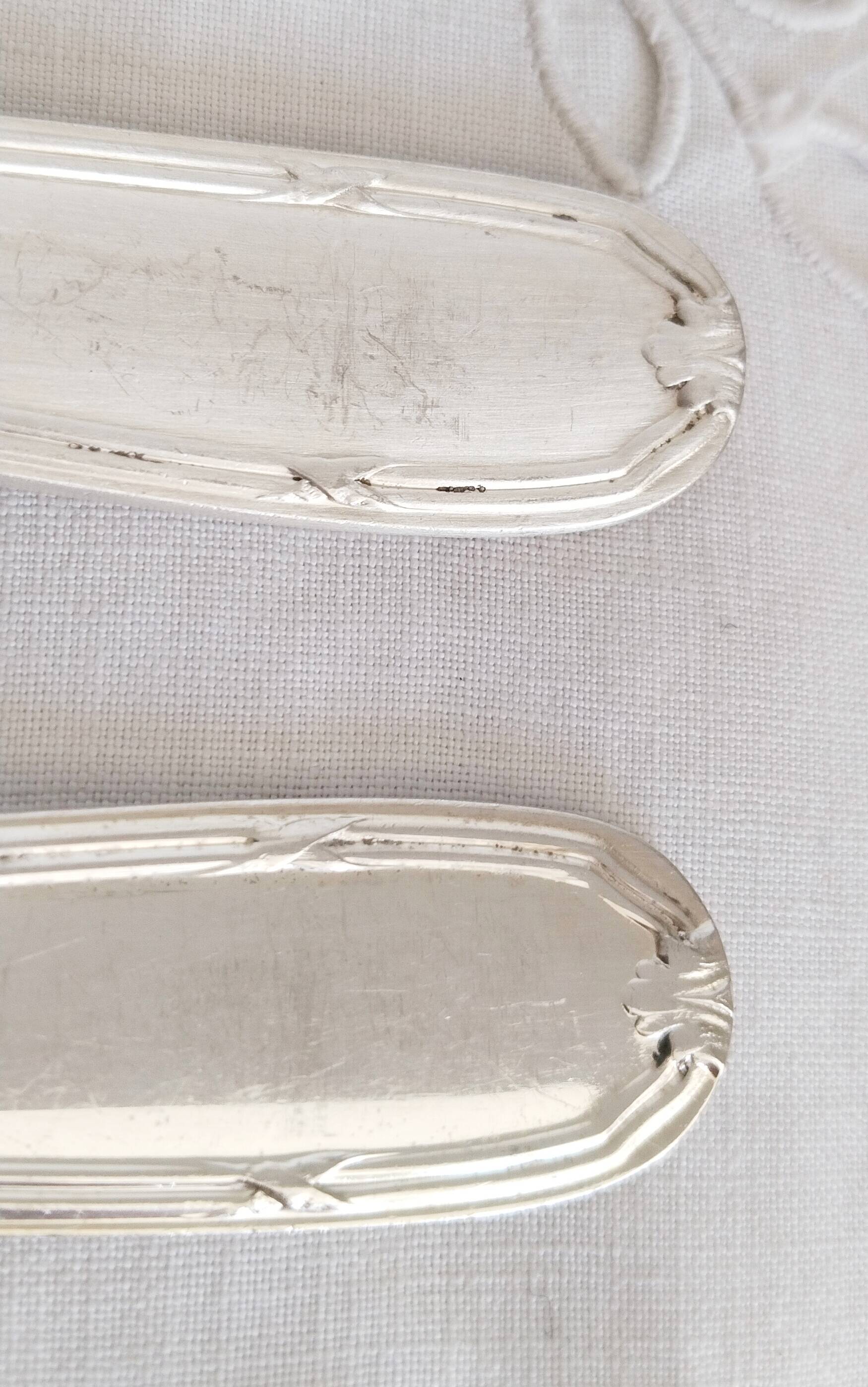 Silver cutlery set, Alfenide, ribbon decoration