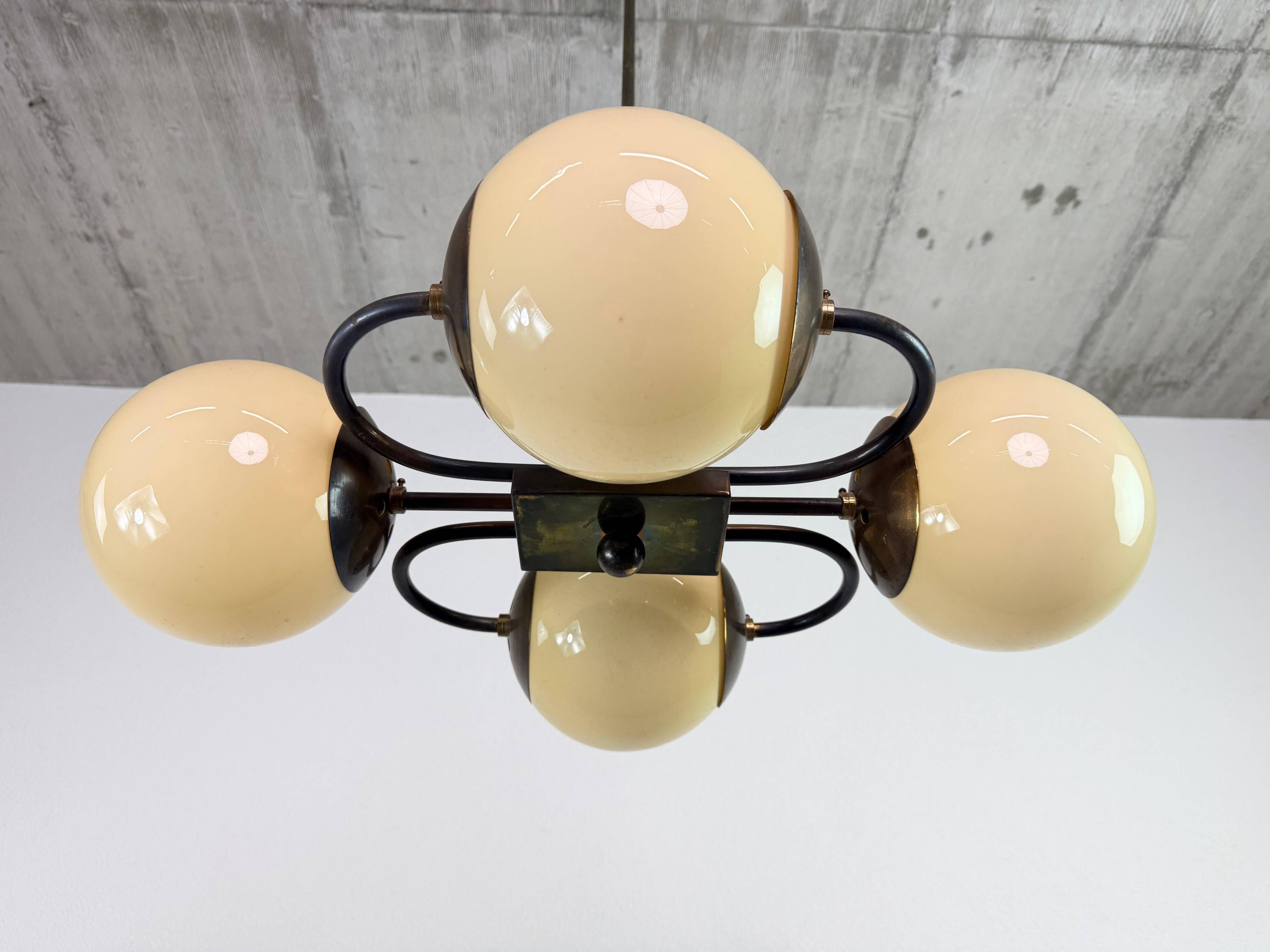 Czechoslovak rondocubist / Geometric Art Deco pendant lamp
