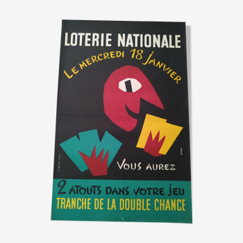 Affiche ancienne loterie nationale de Grove 1955