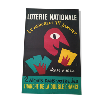 Affiche ancienne loterie nationale de Grove 1955