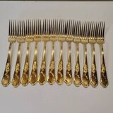 12 Fourchettes de Table en métal doré