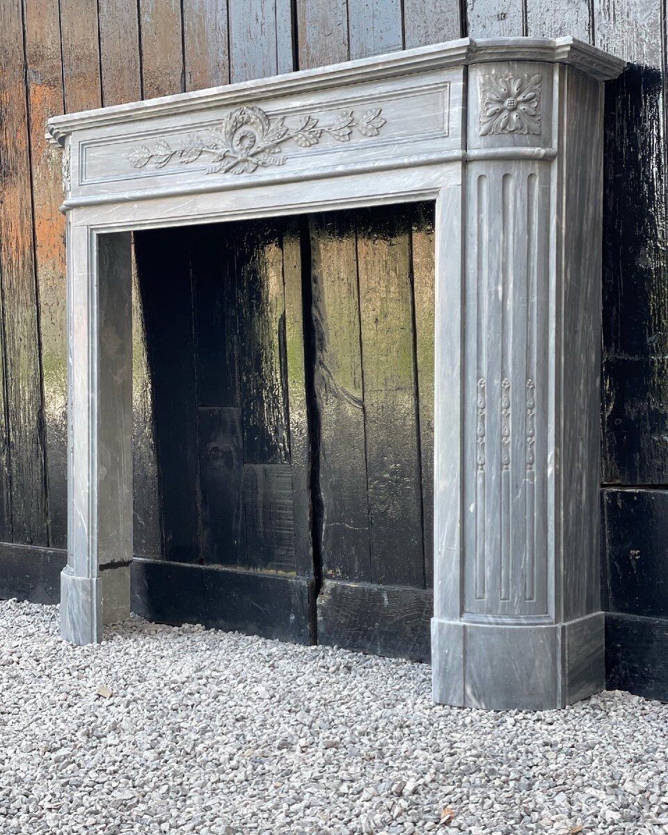 Louis XVI style fireplace in Turquin blue marble circa 1900