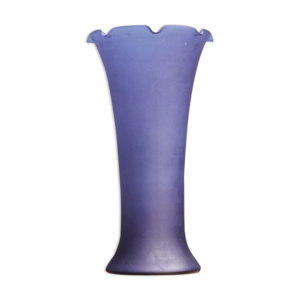 vase en verre givré - bleu