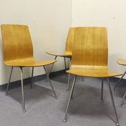 4 Swiss modernist chairs, moulded plywood and metal – circa 1960