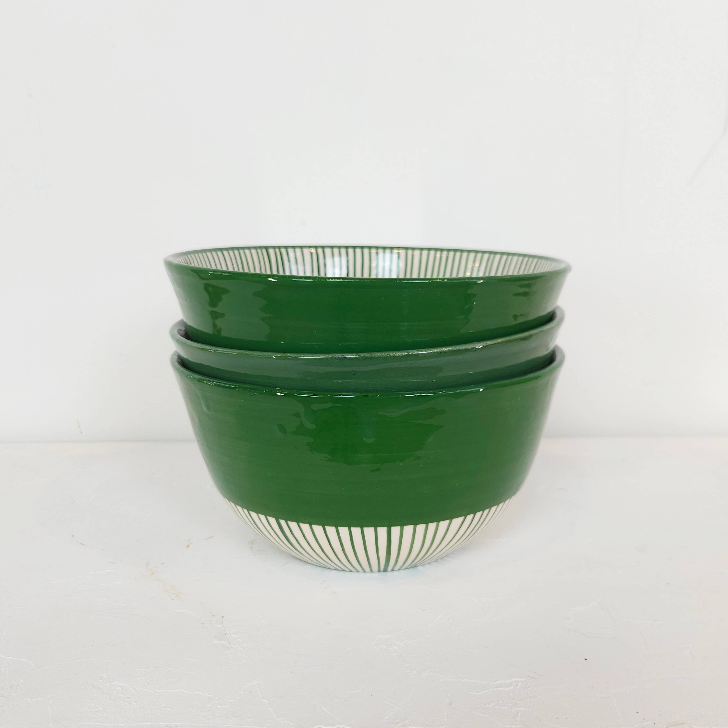 Large bowl - PALM green border