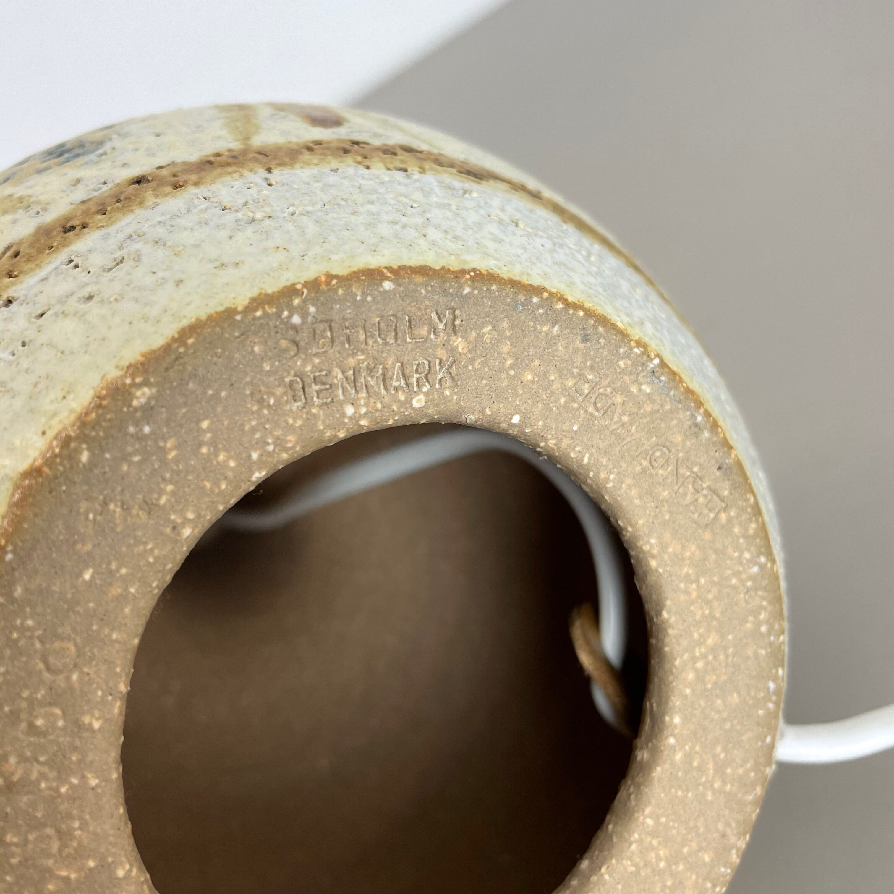 Ceramic studio pottery table light base by soholm  ceramic denmark 1970