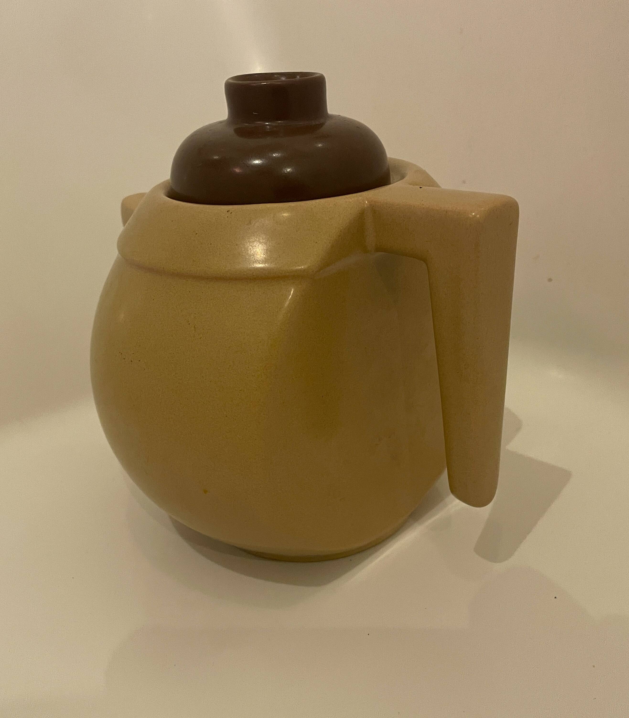 Théière / cafetière vintage en grès – Design moderniste années 70 –