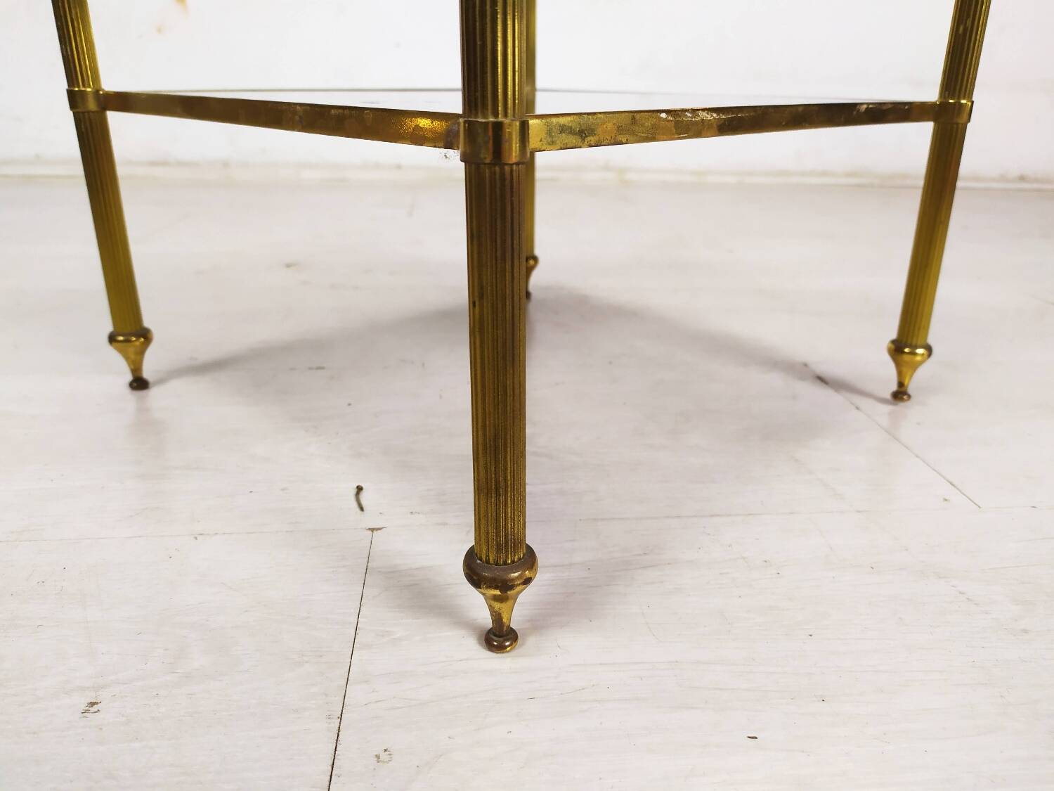 Brass glass side table