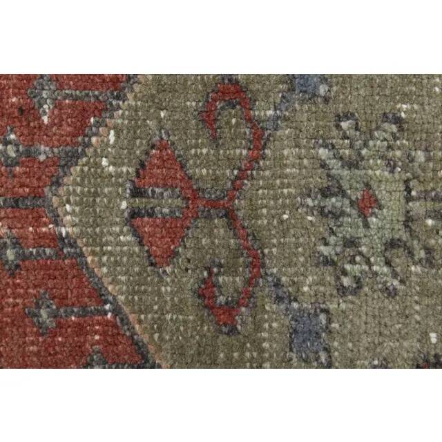 1970s Vintage Turkish Oushak Handmade Wool Cotton Red Area Rug 92x195