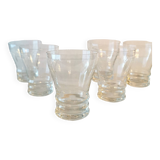 6 50s Wine Glasses, Art Deco pattern. Chiseled glass