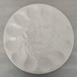 Oyster service dish and 6 plates barbotine earthenware sarreguemines ecru vintage