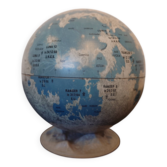 Lunar globe Robert I. Johnson 1966 – Vintage NASA – metal, original base