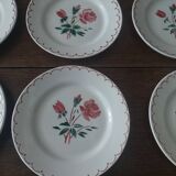 Set of six dessert plates in Badonviller iron earthenware FB year