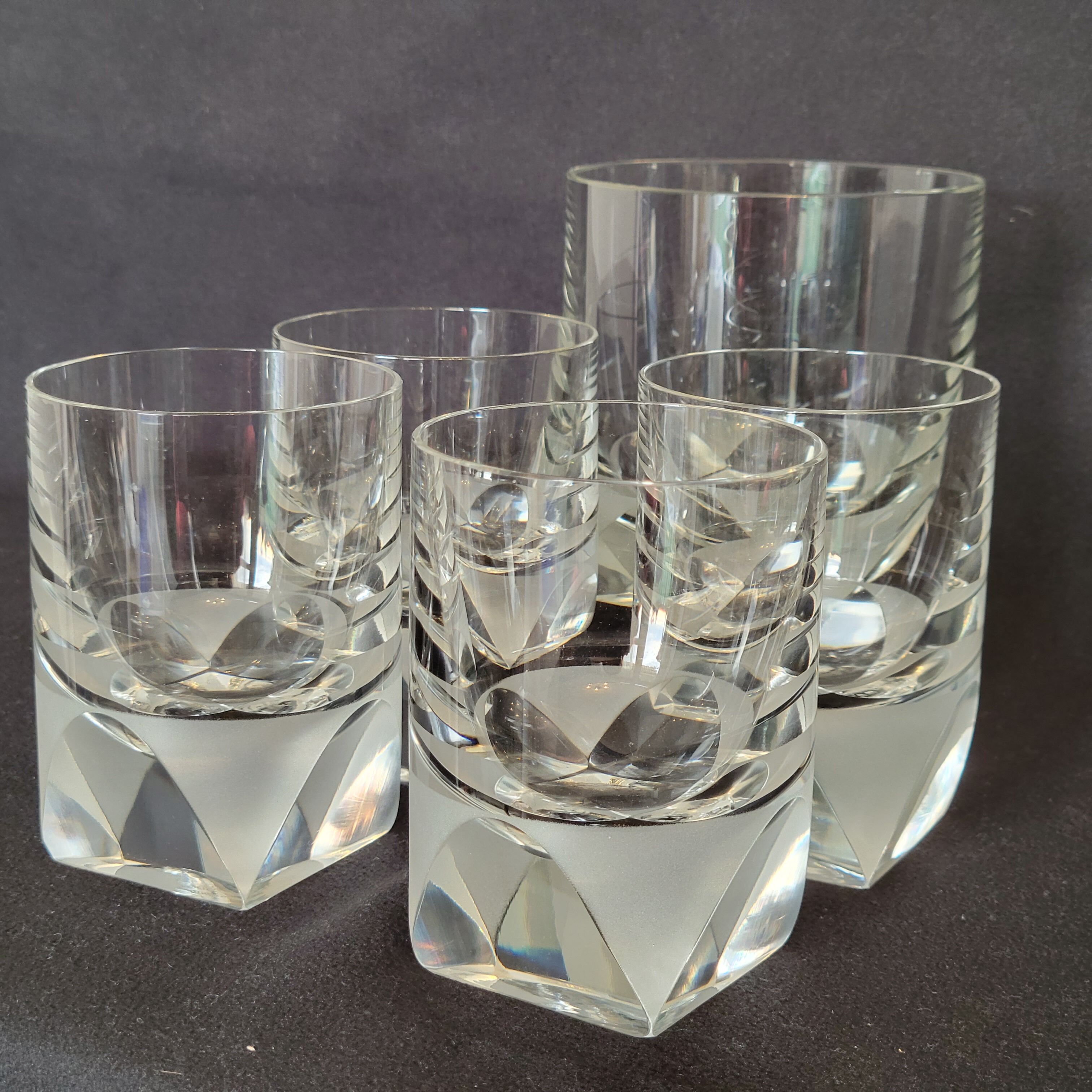 4 Rosenthal crystal whisky glasses + ice bucket + 2 shot glasses