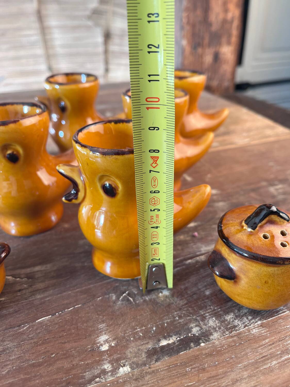 6 egg cups and 2 salt cellars from the 50s