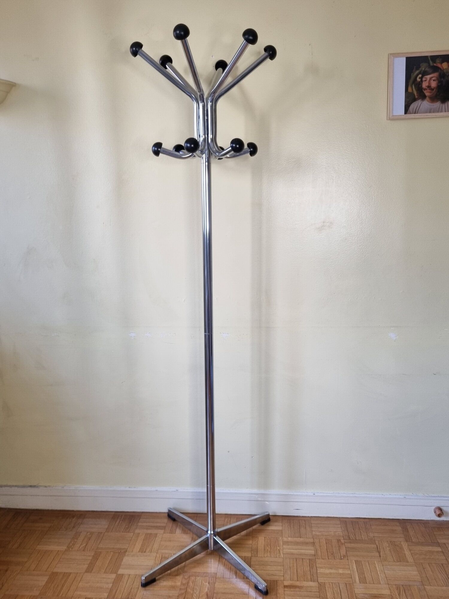 Vintage chrome metal coat rack, 70s-80s
