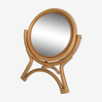 Rattan table mirror 25x33cm