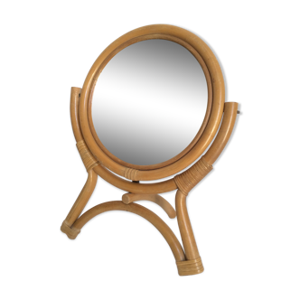 Rattan table mirror 25x33cm