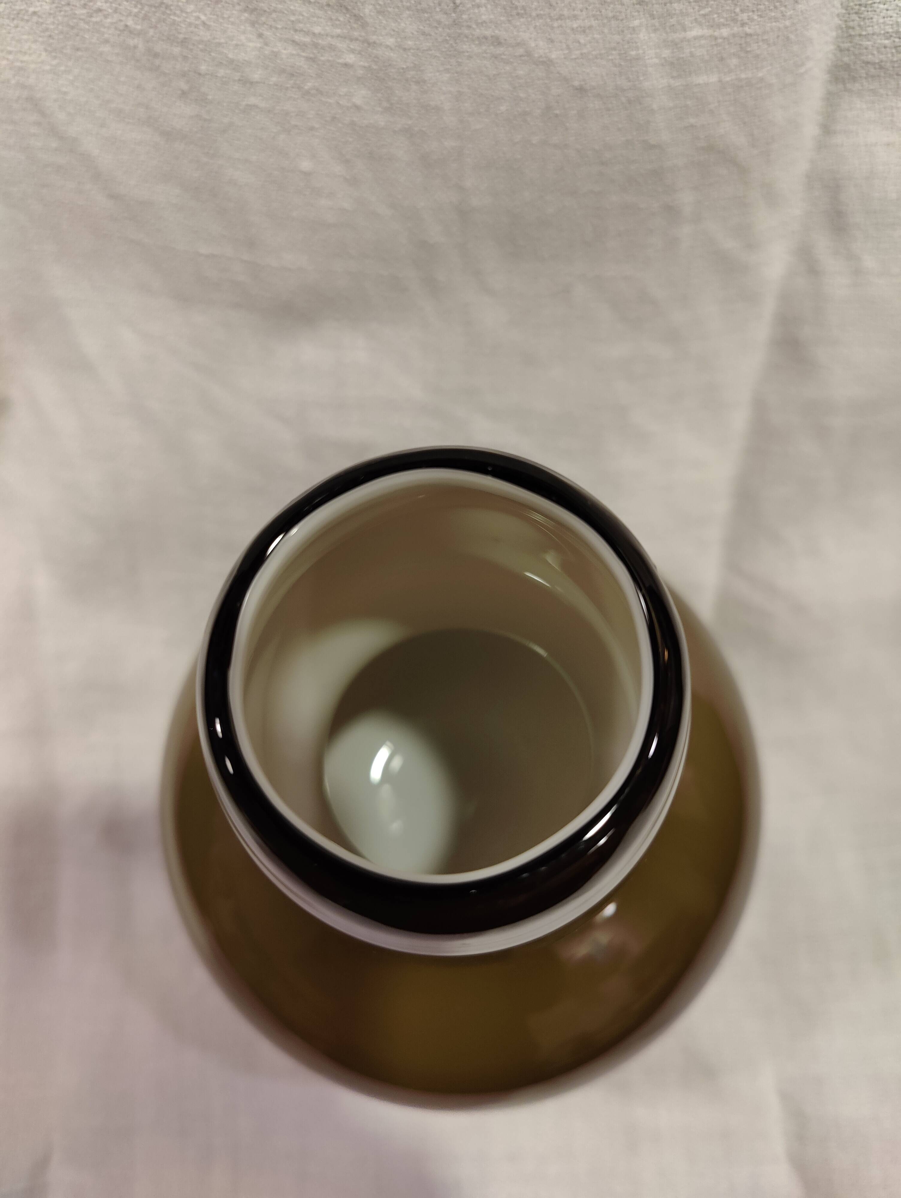 Vintage glossy brown two-layer blown glass vase, Scandinavian taste