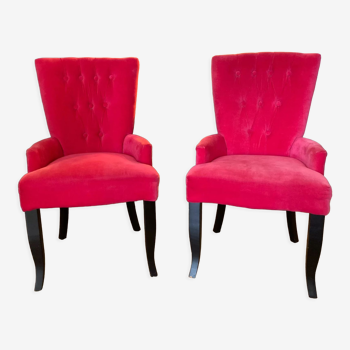 Chaises velours rose fuschia