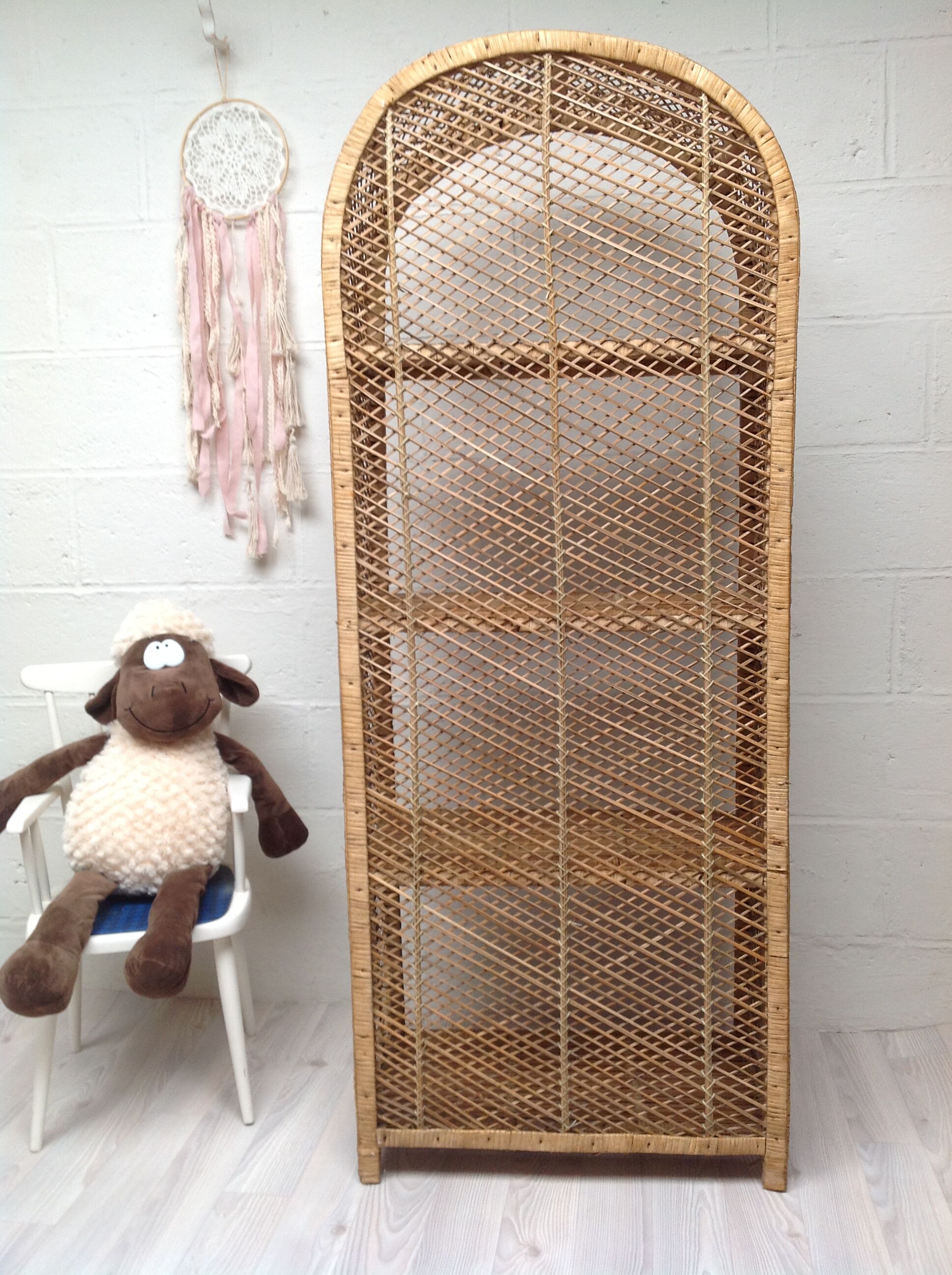 Vintage rattan shelf 1970s