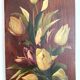 Peinture bouquet de fleurs sur bois 40 X 20
