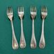 Set of 4 large silver-plated metal forks by Christofle, Malmaison model.