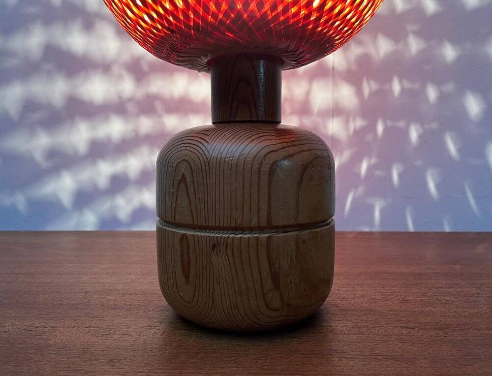 Vintage Scandinavian table lamp in bamboo and wood, 1970s.