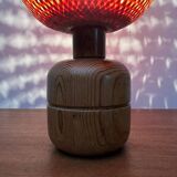 Vintage Scandinavian table lamp in bamboo and wood, 1970s.