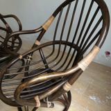 Lot of two rotating rattan chairs