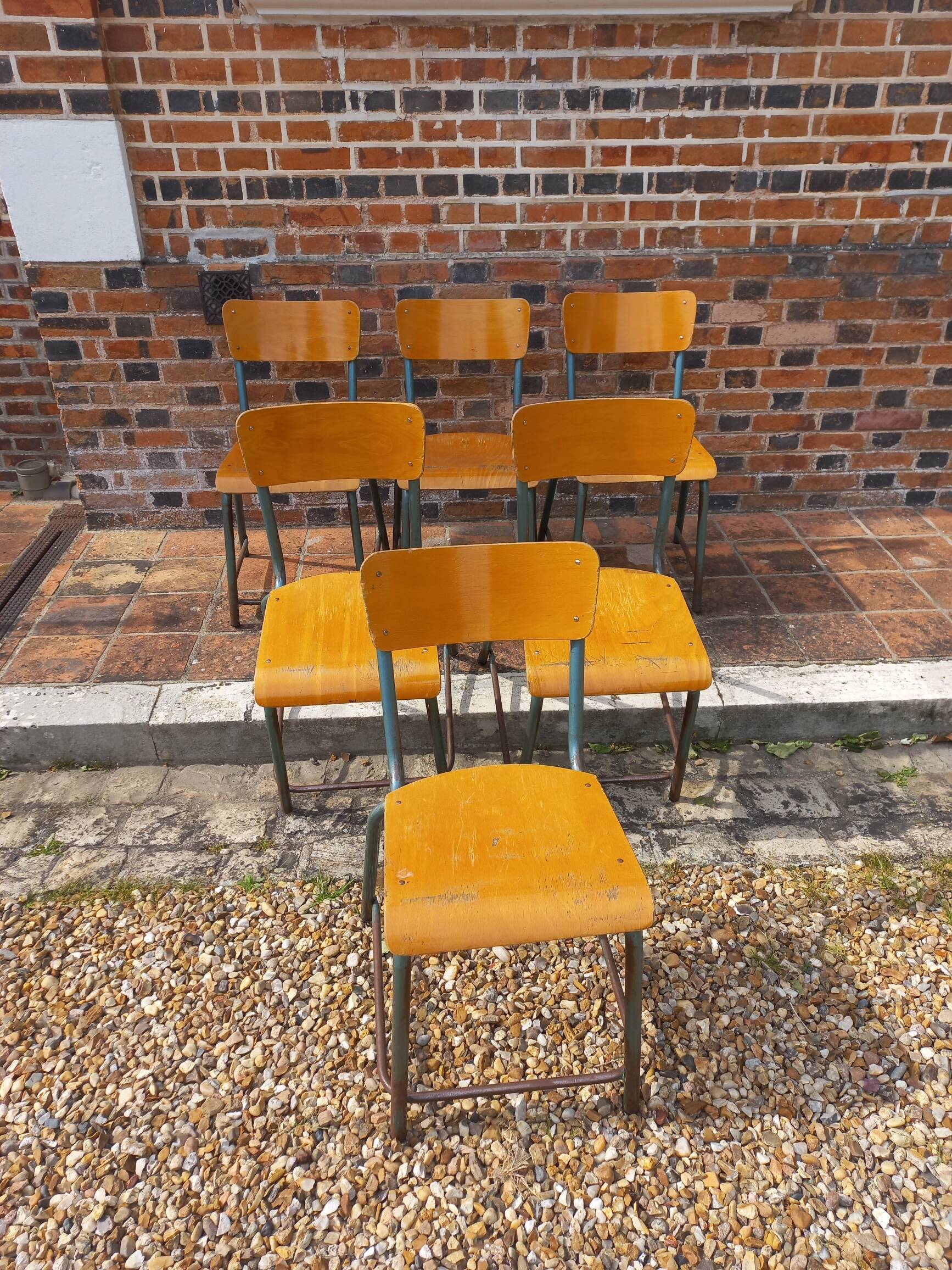 6 vintage school chairs