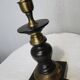 Large wood and brass table lamp stand on square base