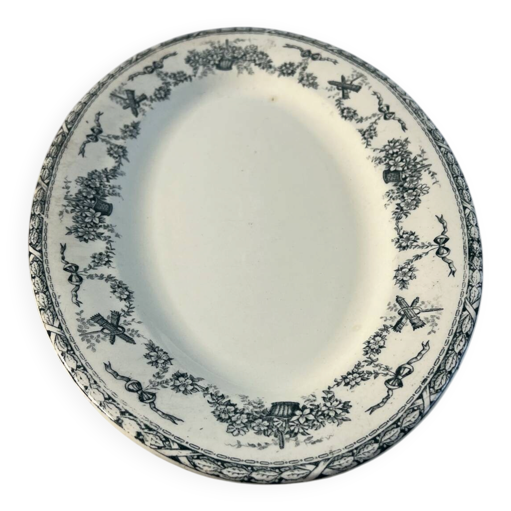 Grand plat ovale en terre de fer 41x27cm