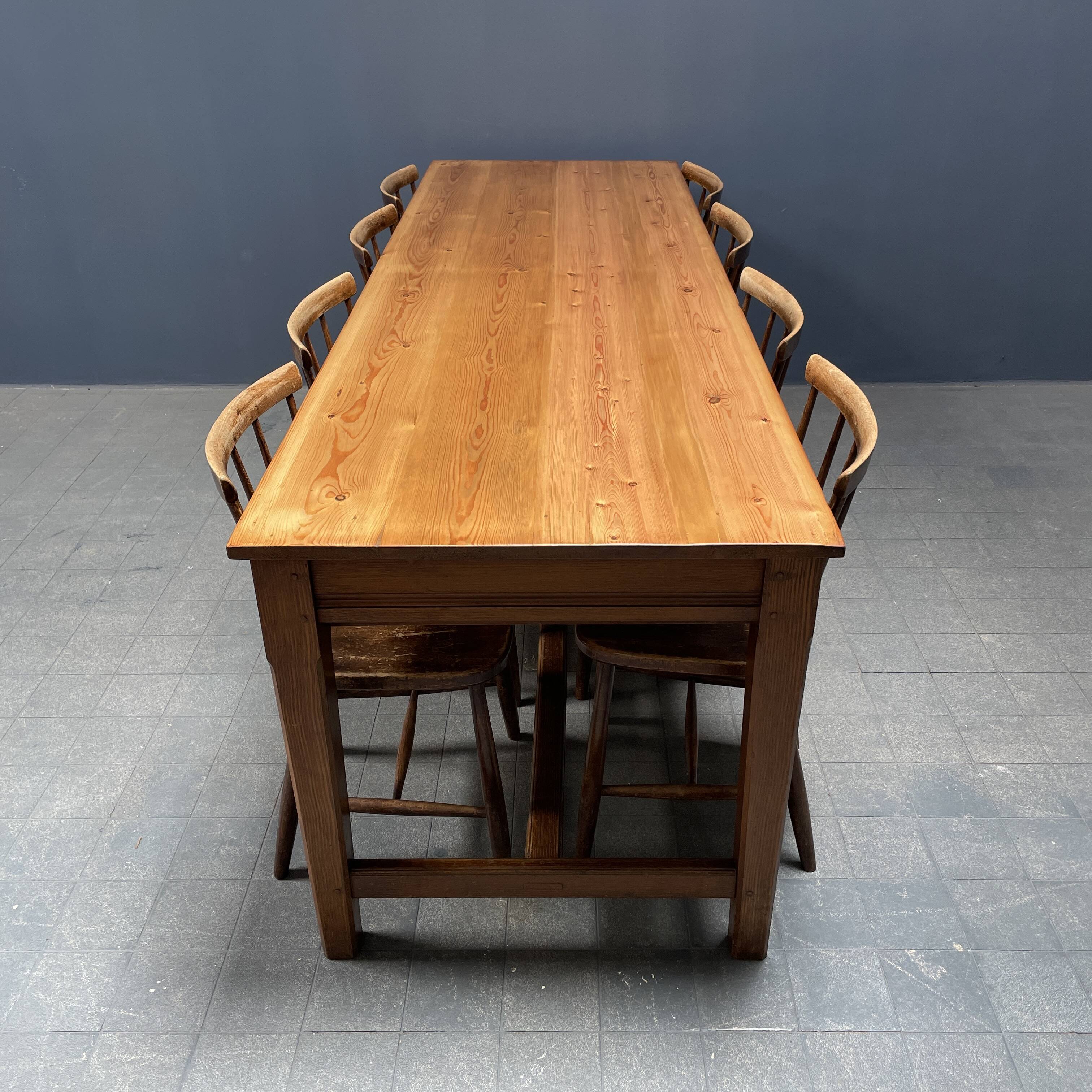 Large antique drapery fabric table