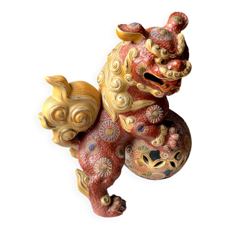 Okimono 19e Kutani lion Shishi /Japon