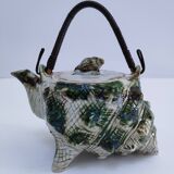 Vintage enamelled earthenware shell decor teapot