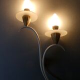 Pair of metal and glass sconces, 50s