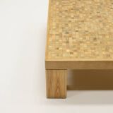 Square oak mosaic coffee table from Rolf Middelboe & Gorm Lindum for Tranekaer, Denmark 70s.