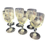 Set of 6 water glasses in engraved glass vierzon emma model