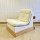 Vintage brutalist armchair in oak – ecru boucle fabric