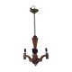 Old chandelier 3 lights wooden art deco suspension