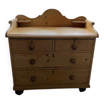 Commode victorienne style anglais en pitchpin blond avec 4 tiroirs