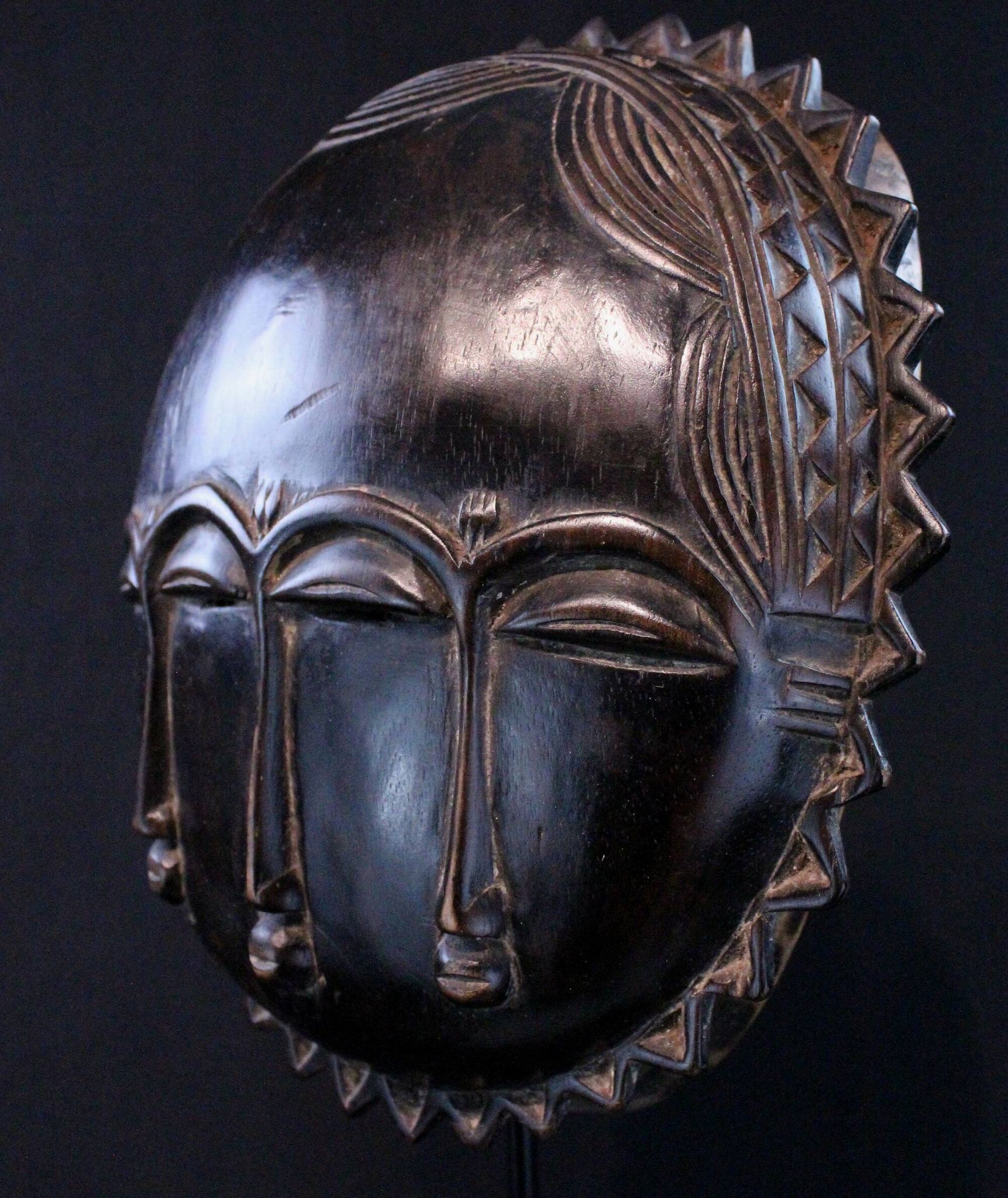 Art Africain Afrique - Masque Baoulé Soleil - 28 cm