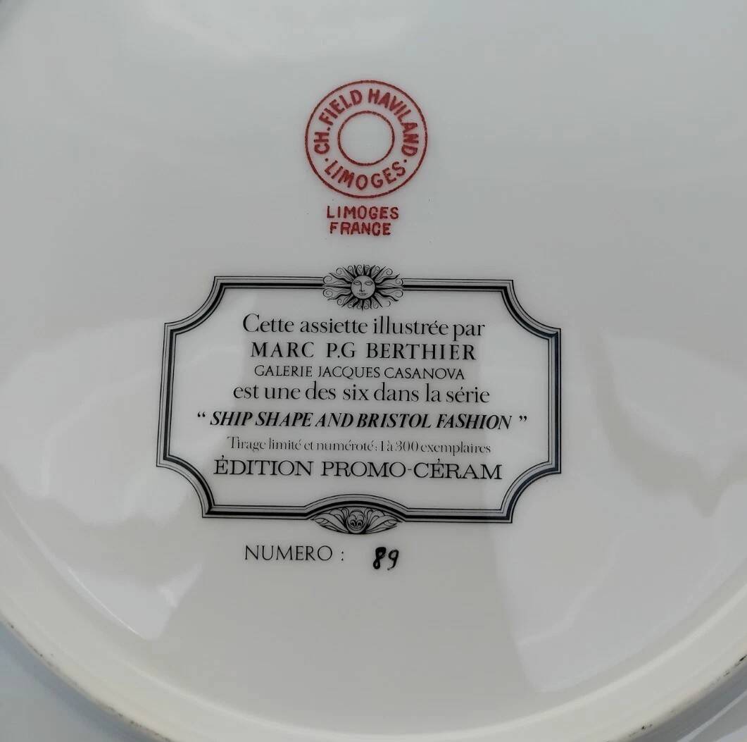 Limoges Haviland Porcelain - Illustrated Plate - Nautical No. 89