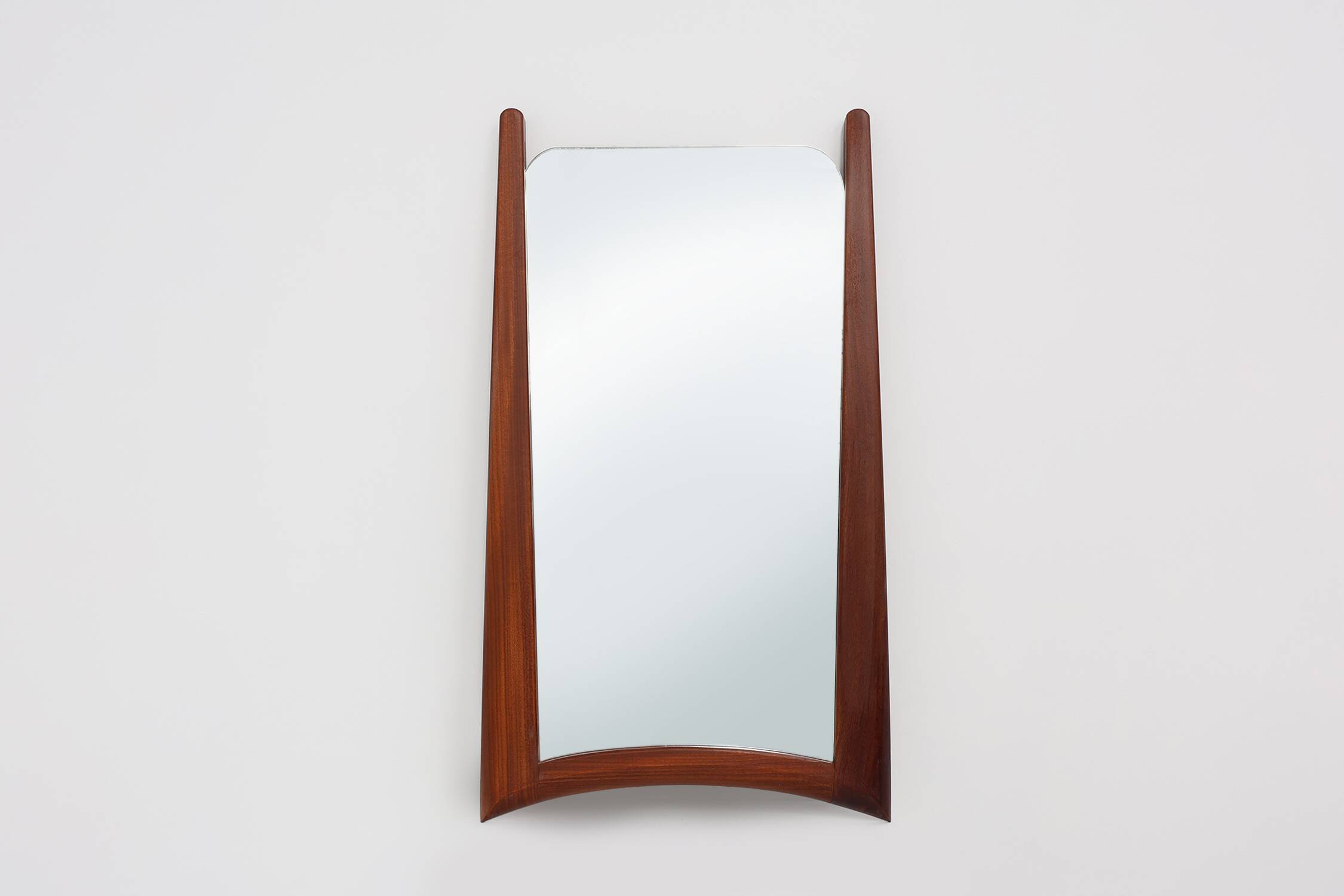 Vintage organic Scandinavian 1960s solid teak wood wall mirror