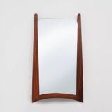 Miroir mural vintage organique scandinave des années 1960 en bois de teck massif