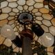 Tiffany-style table lamp with stained glass shade