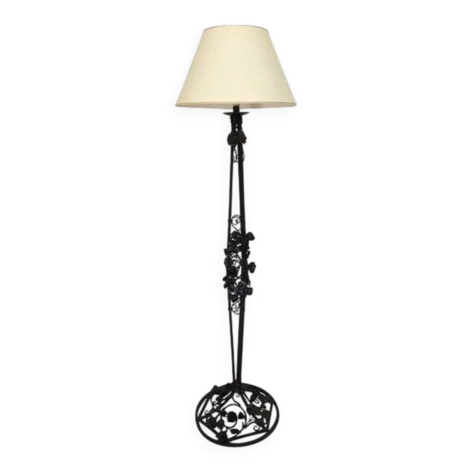 Wrought iron floor lamp, 170 cm, Art Deco work circa 1920