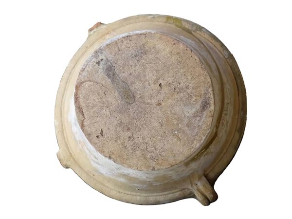 Bol à confit français ancien à glaçure jaune, tian